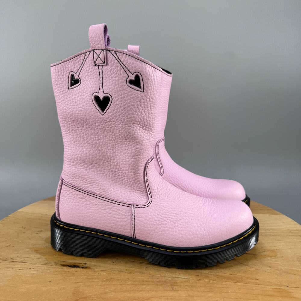 Dr Doc Martens Bex‎ Heart P-O Boots Cowgirl Women’s Size 6 Soft Pink Leather NEW